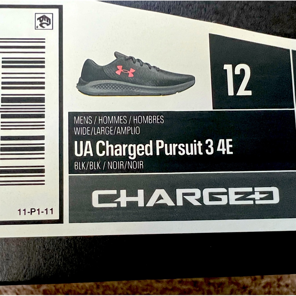 Under Armour Men's Charged Pursuit 3 4E Shoe Style 3025801-003blk/blue